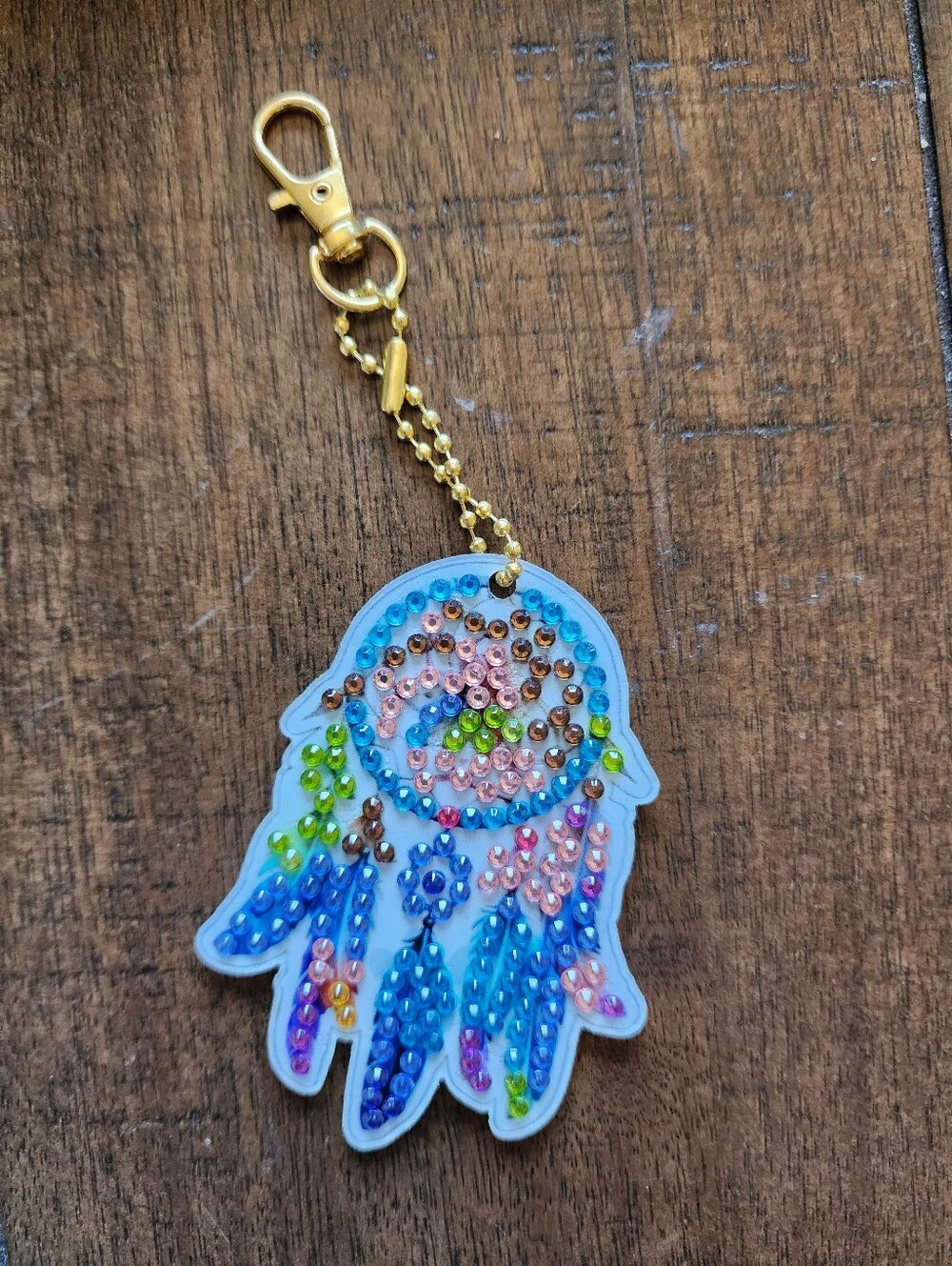 Crystal Beaded Blue Dreamcatcher Keychain - Women Accessories
